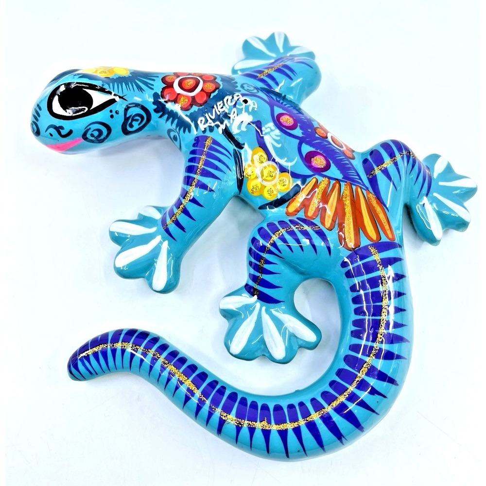 VTG Talvera Salamanders Bes Goe Teal Wall Hanging Pottery Figure